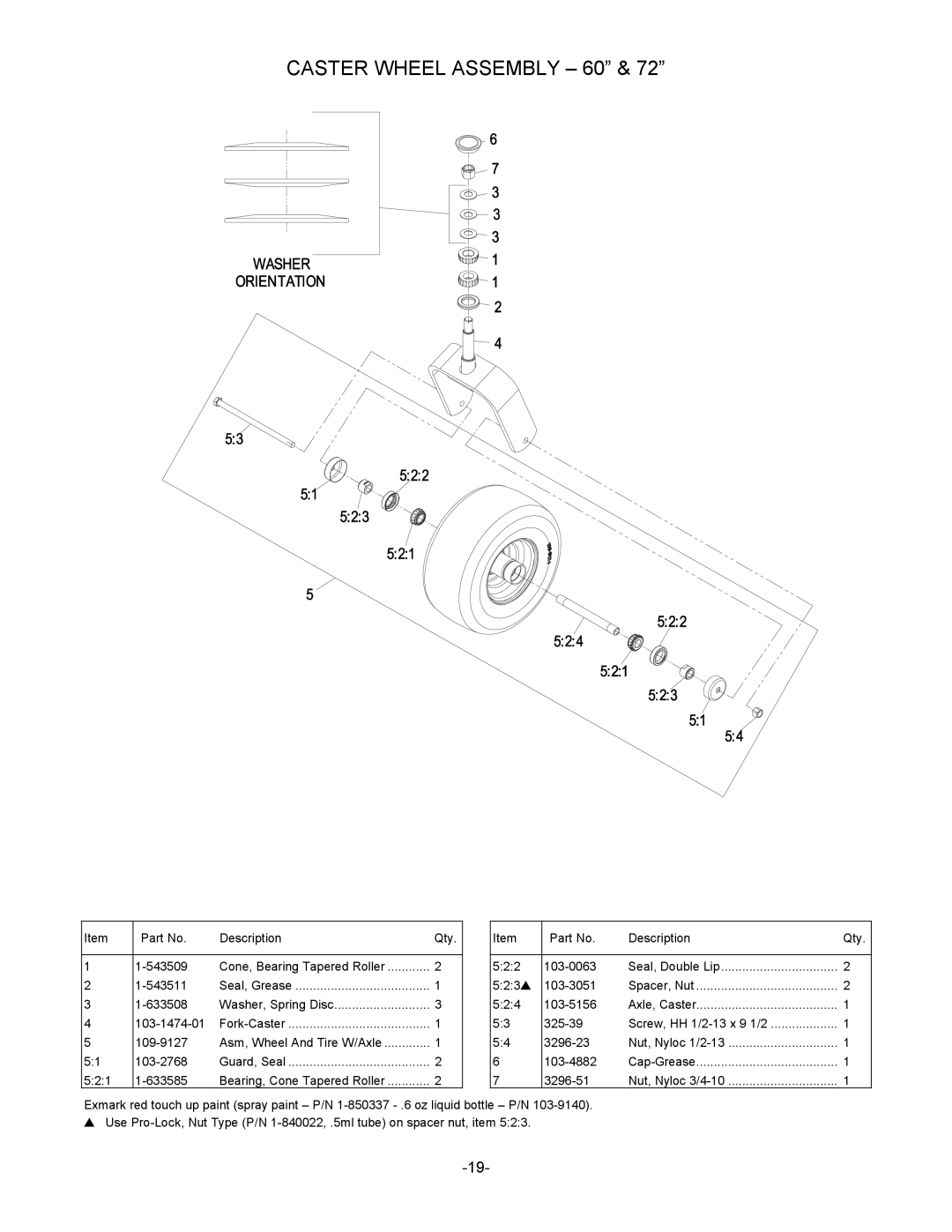 Exmark 4500-485, 790 manual Caster Wheel Assembly 60 