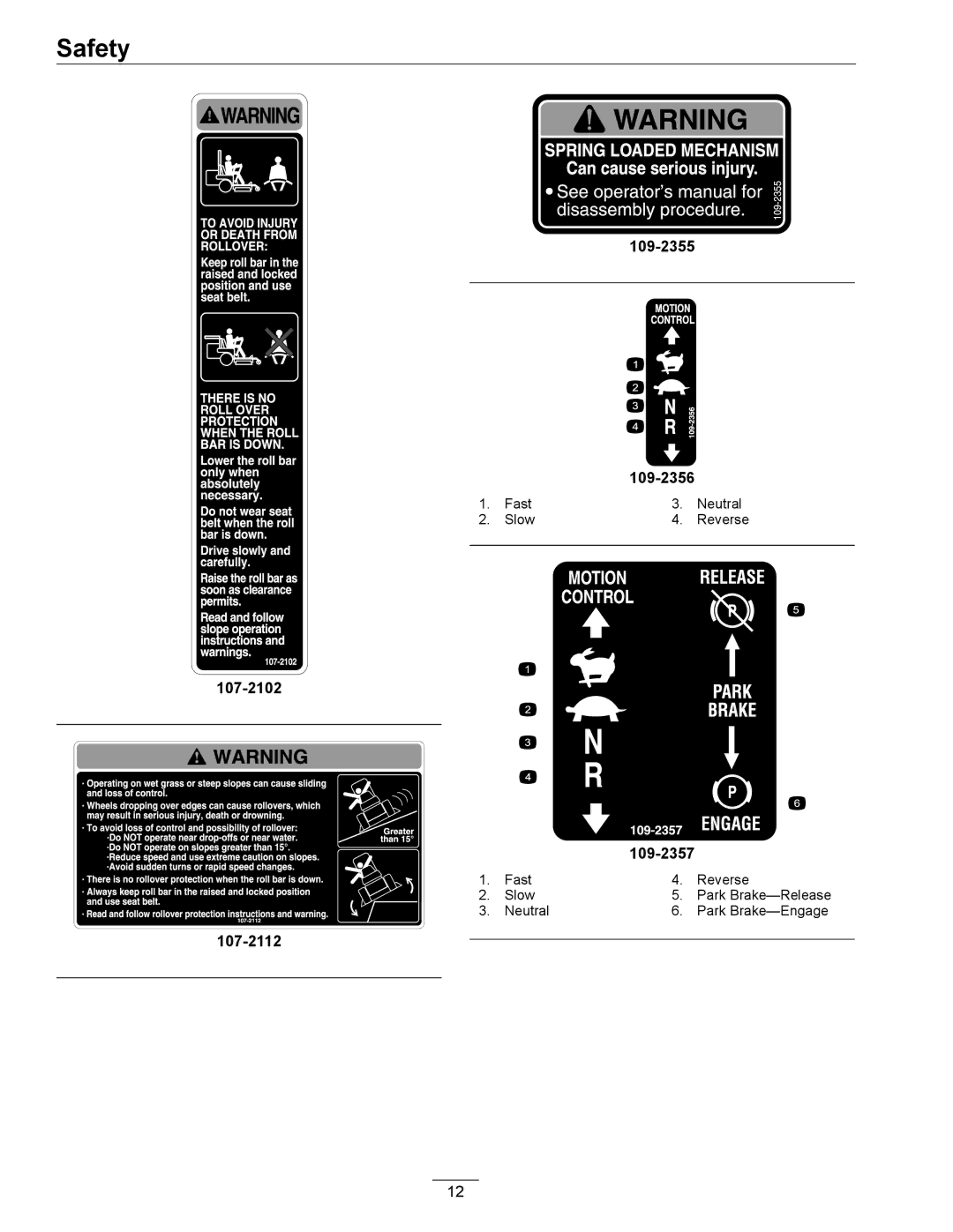 Exmark 4500-497 manual 109-2355 109-2356 