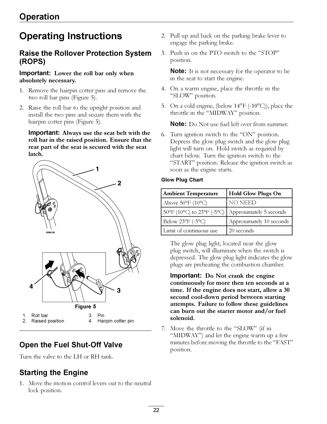 Exmark 4500-501 Rev A Operating Instructions, Raise the Rollover Protection System Rops, Open the Fuel Shut-Off Valve 