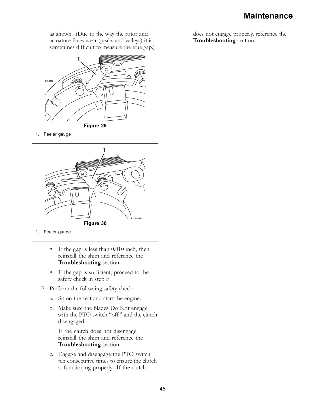 Exmark 4500-501 Rev A manual Feeler gauge 