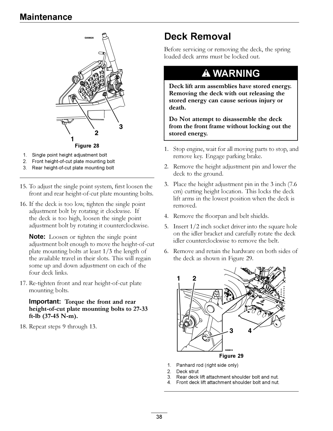 Exmark 4500-507 manual Deck Removal 