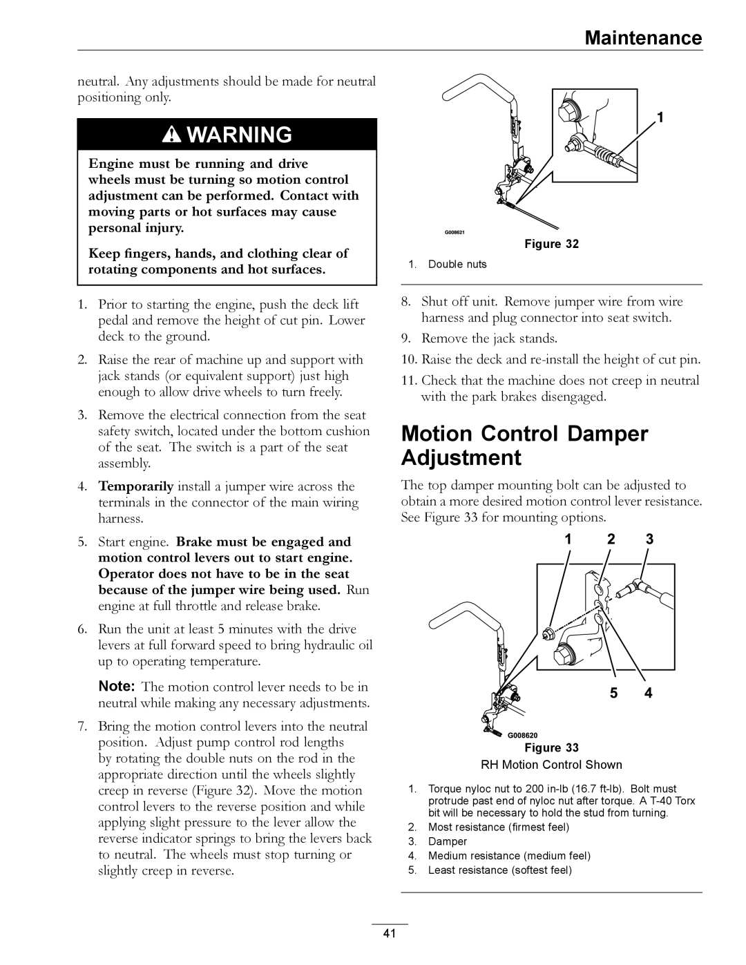 Exmark 4500-507 manual Motion Control Damper Adjustment, RH Motion Control Shown 