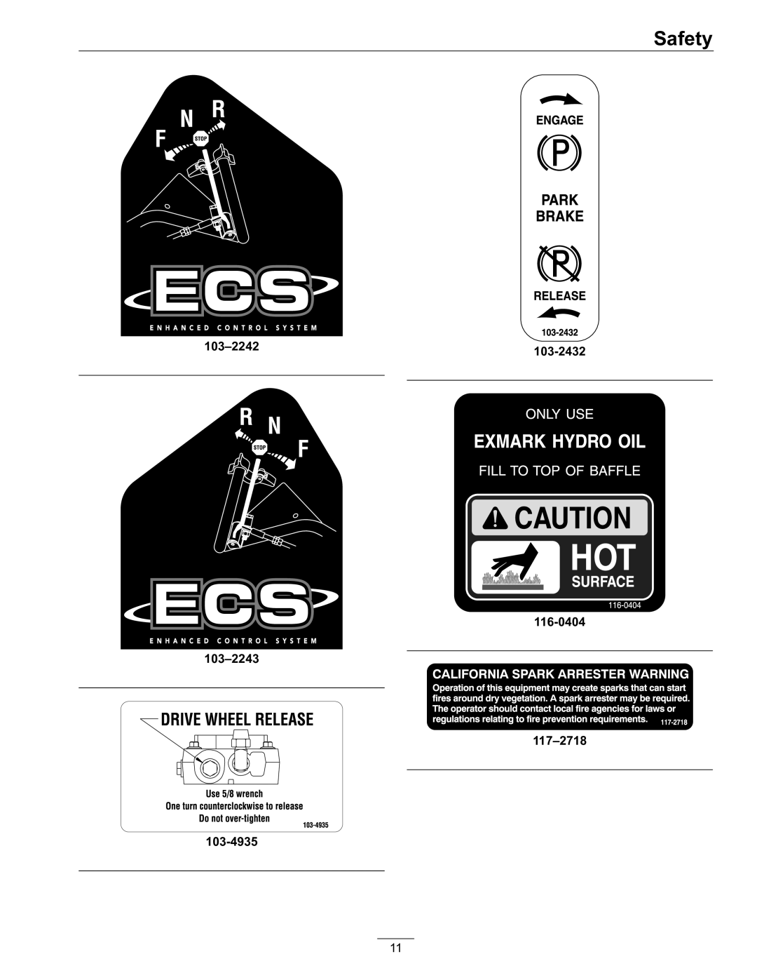 Exmark 4500-528 manual 103-2242 103-2243 103-4935 103-2432 116-0404 117-2718 