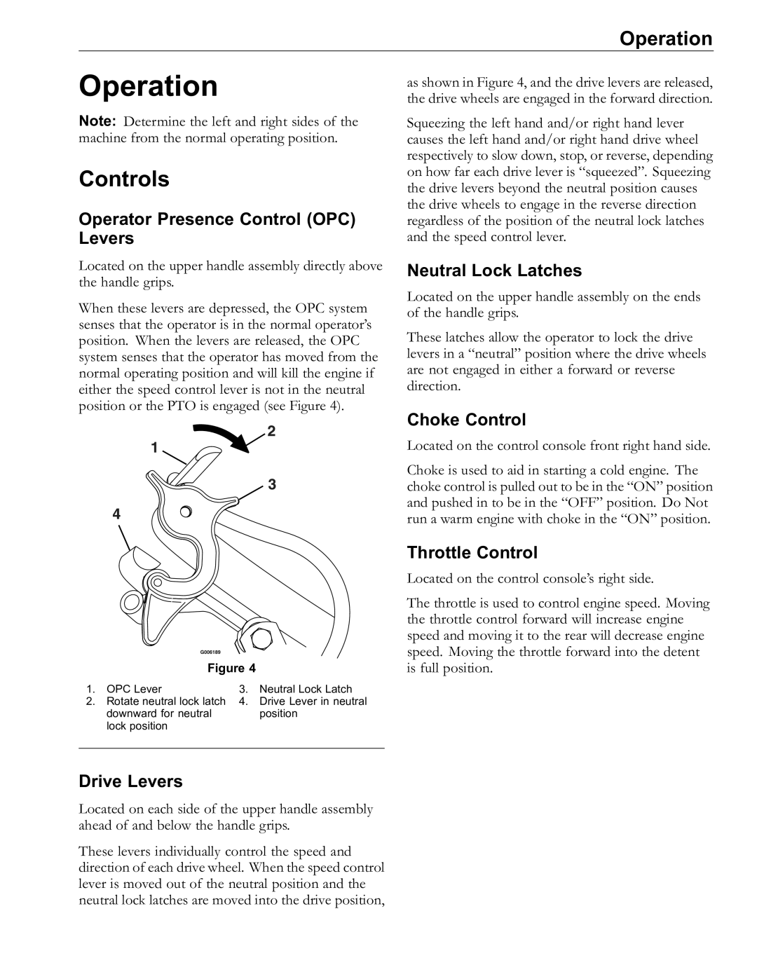 Exmark 4500-528 manual Operation, Controls 