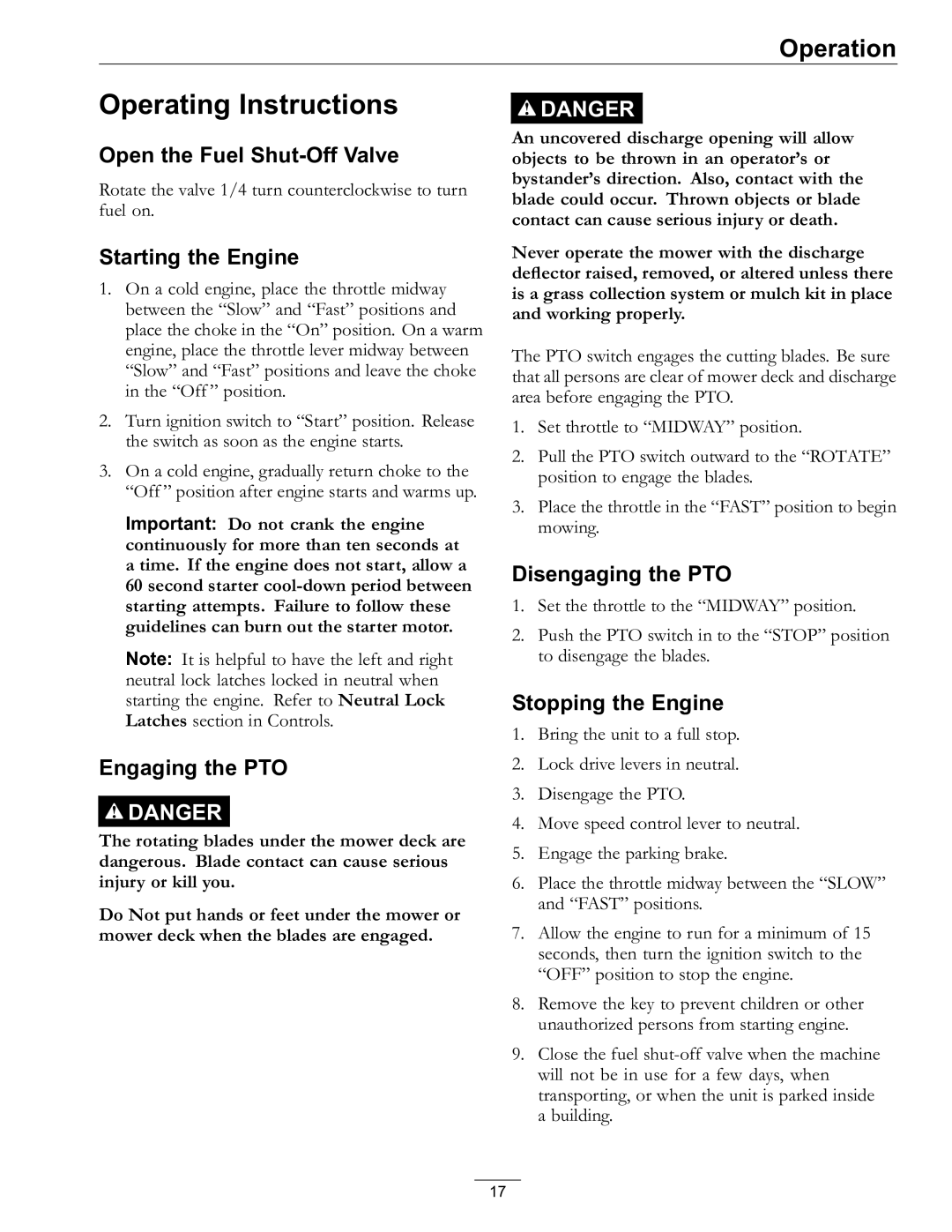 Exmark 4500-528 manual Operating Instructions 