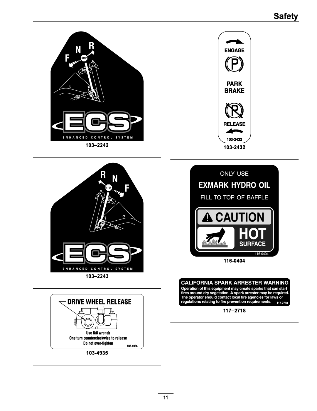Exmark 4500-528 manual Safety, 103-2242, 103-2432 