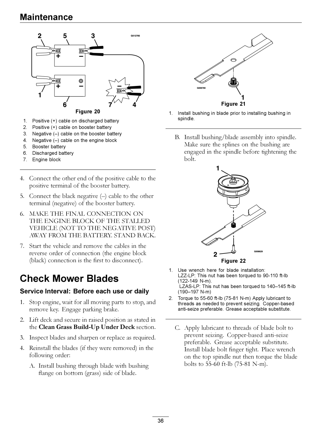 Exmark 4500-645 manual Check Mower Blades 