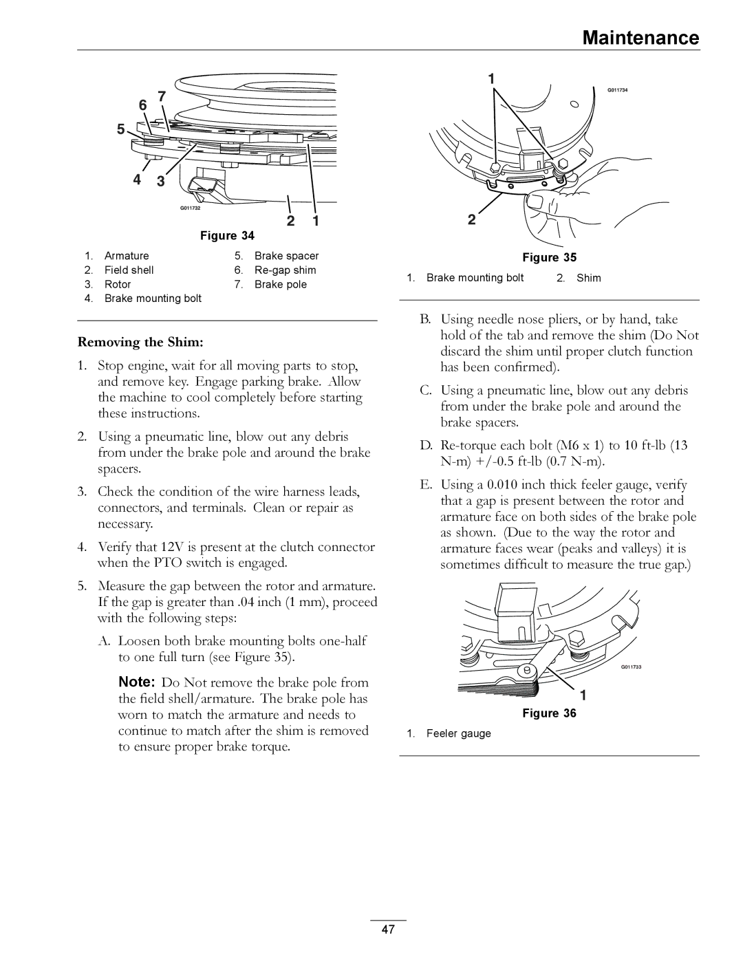 Exmark 4500-645 manual Removing the Shim 