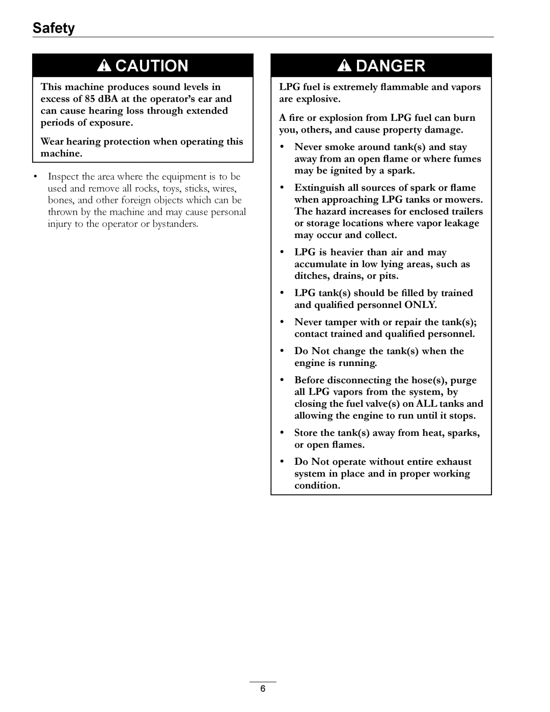 Exmark 4500-645 manual Do Not change the tanks when the engine is running 