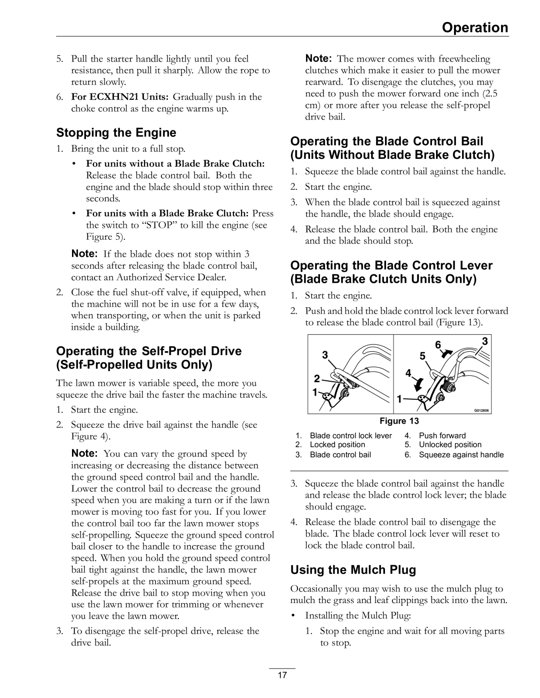 Exmark 4500-686 Rev. B manual Stopping the Engine, Using the Mulch Plug 