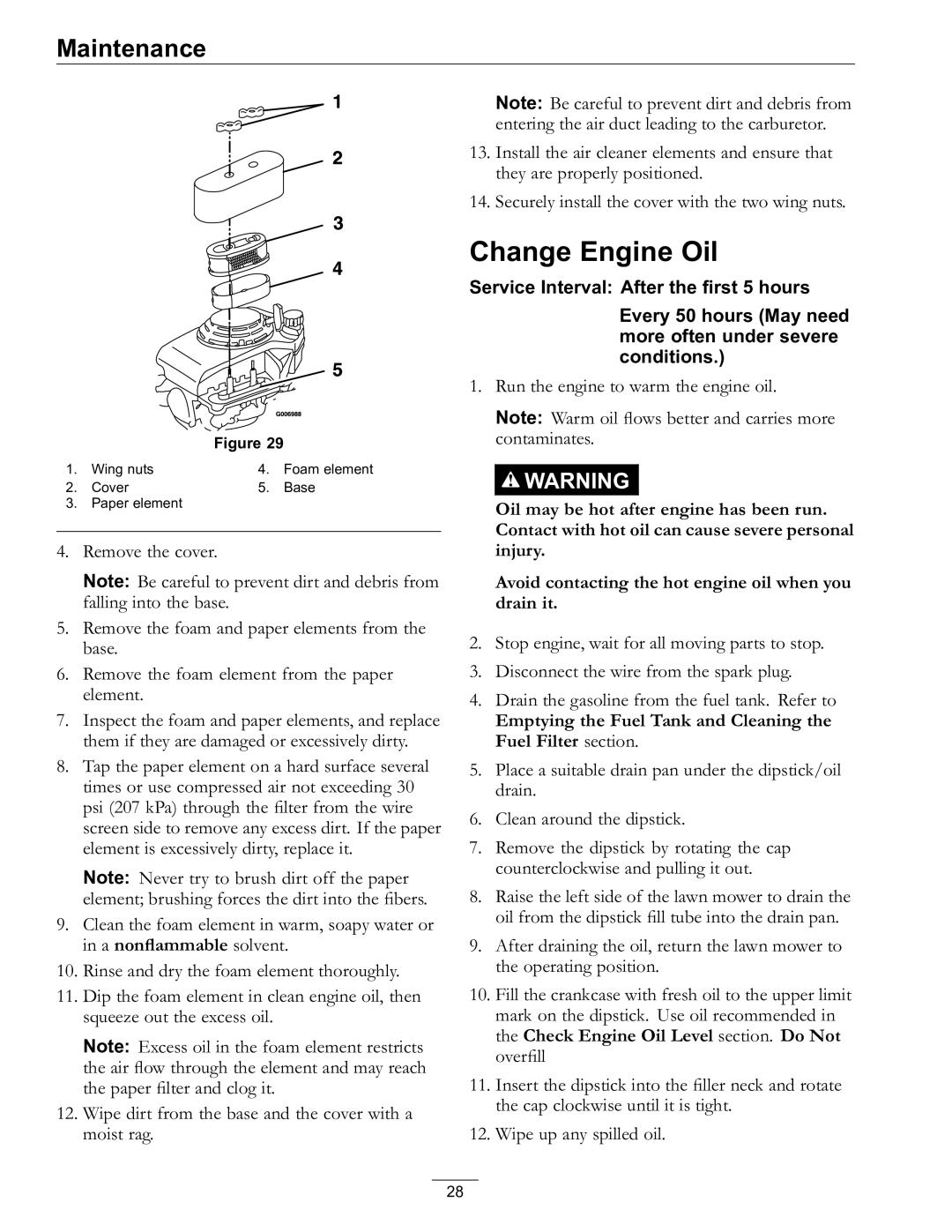 Exmark 4500-686 Rev. B manual Change Engine Oil 