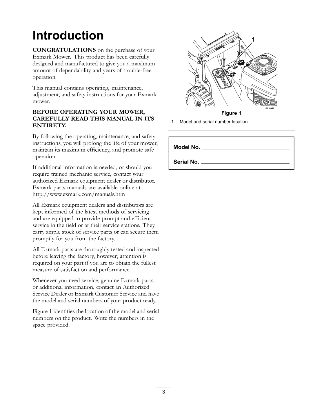 Exmark 4500-686 Rev. B manual Introduction 