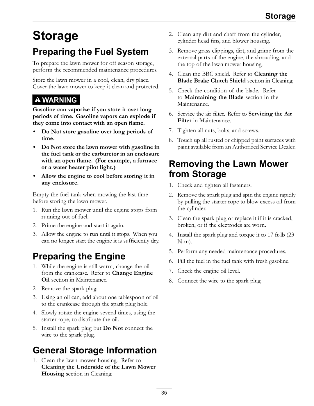 Exmark 4500-686 Rev. B manual Preparing the Fuel System, Preparing the Engine, General Storage Information 