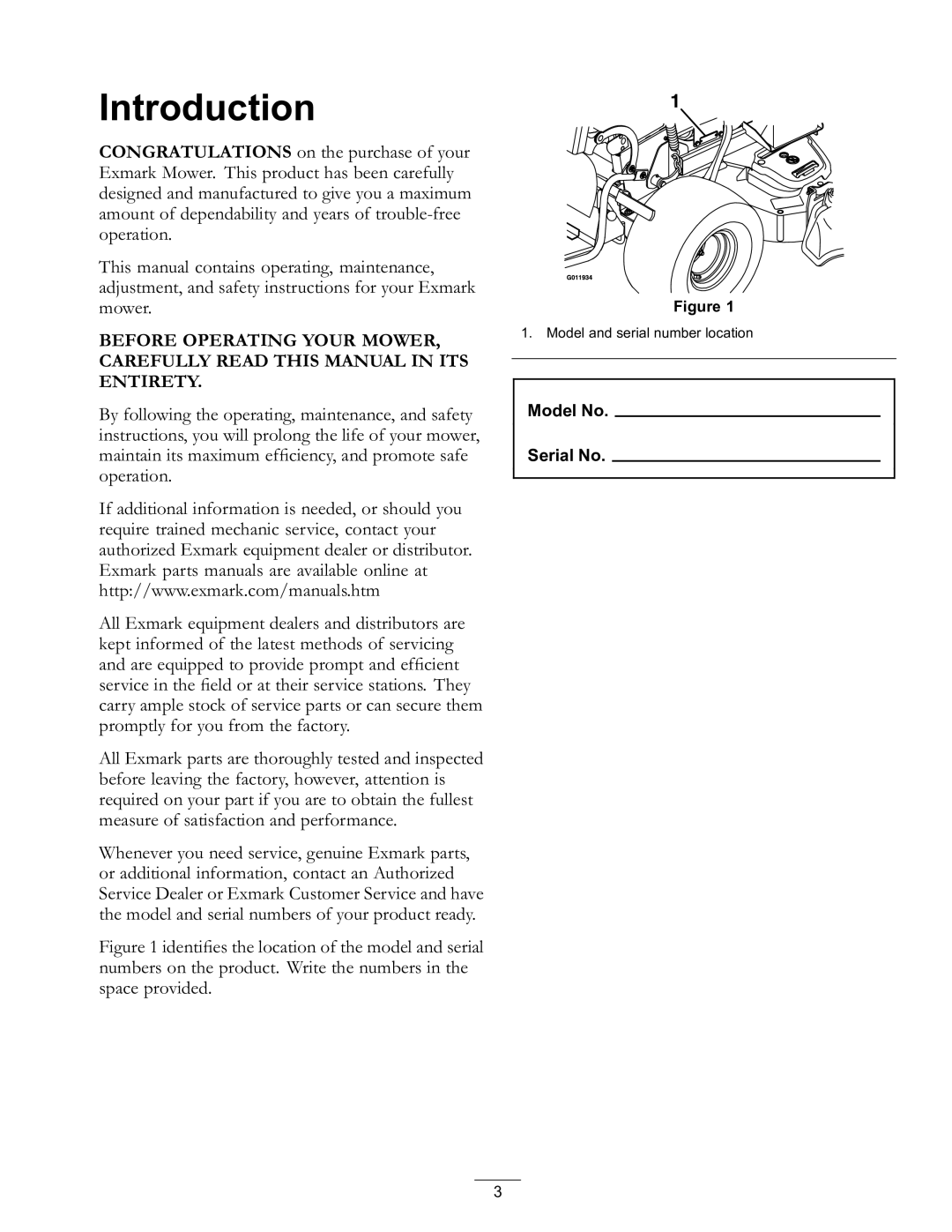 Exmark 4500-759 Rev A manual Introduction 