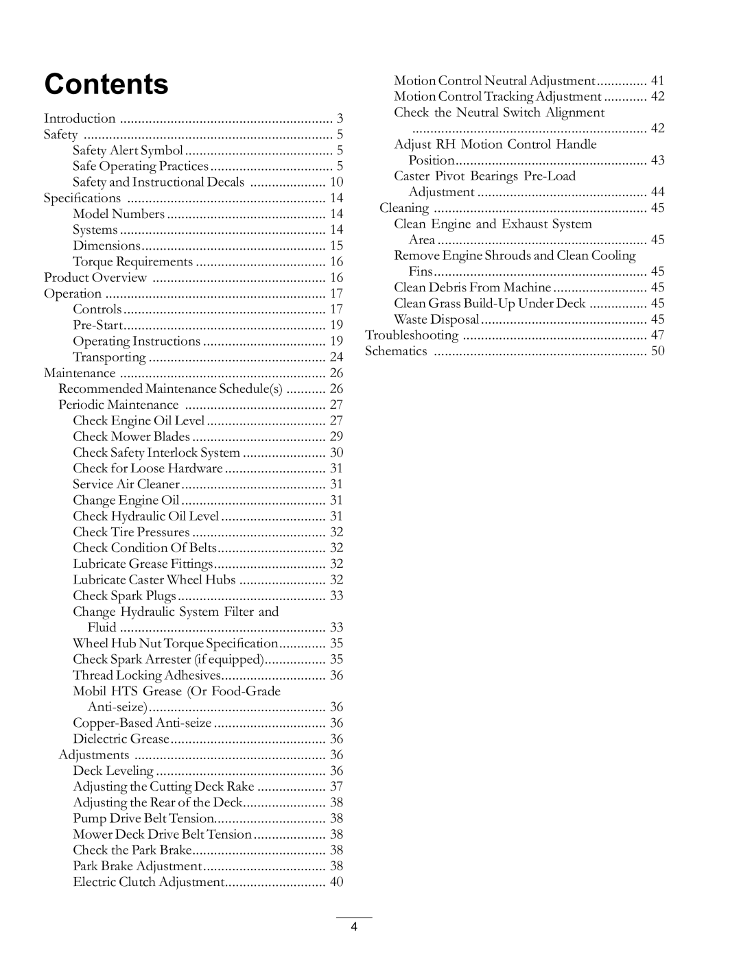 Exmark 4500-759 Rev A manual Contents 