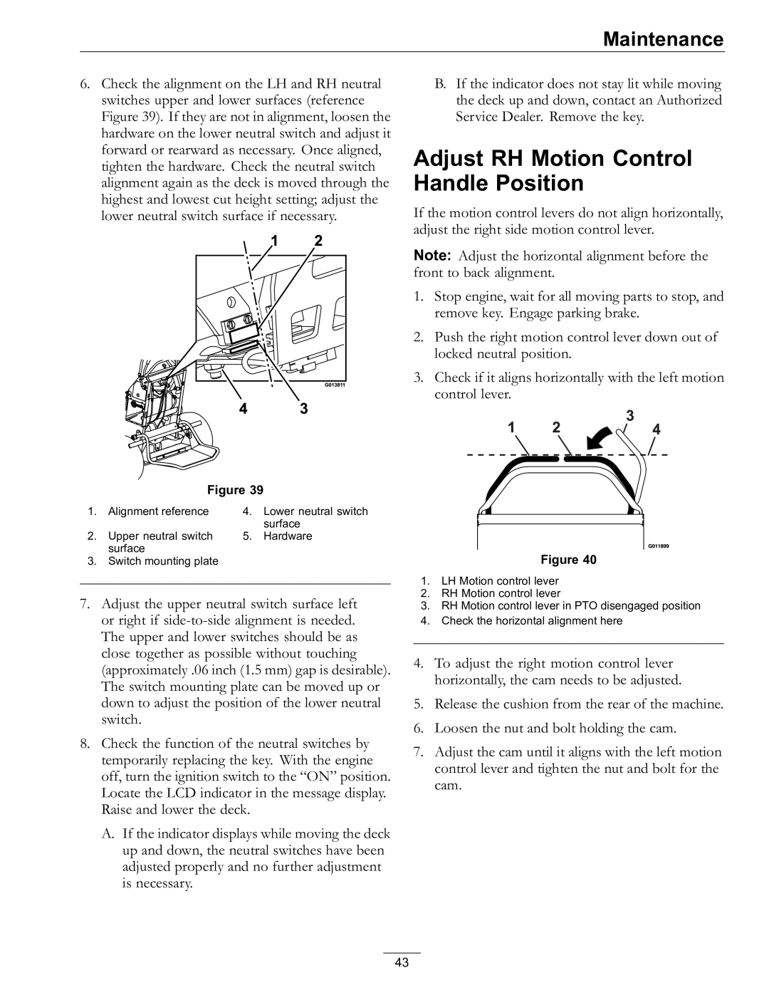 Exmark 4500-759 Rev A manual Adjust RH Motion Control Handle Position 