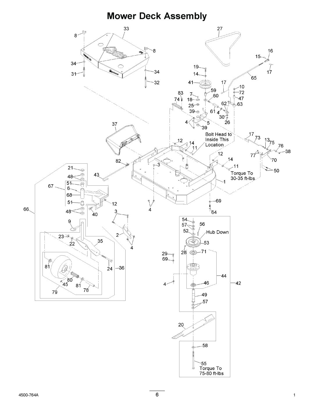 Exmark 4500-764 Rev.A, MG16KA362 manual Mower Deck Assembly, 4500-764A 