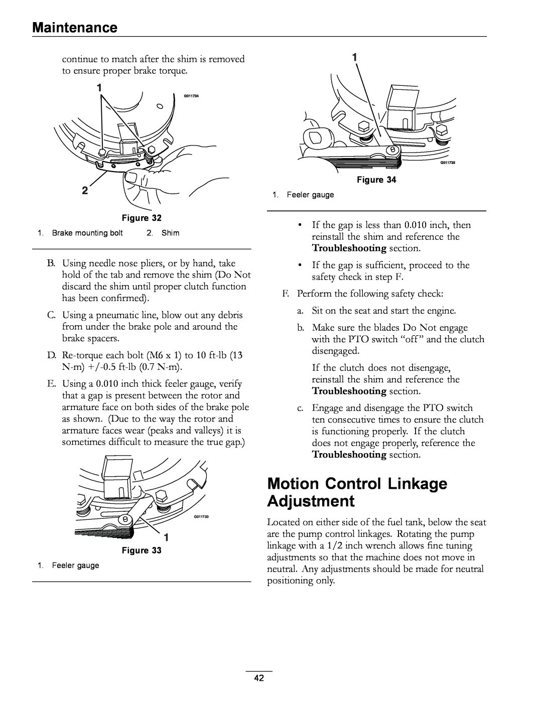 Exmark 4500-872 manual Motion Control Linkage Adjustment, Maintenance 