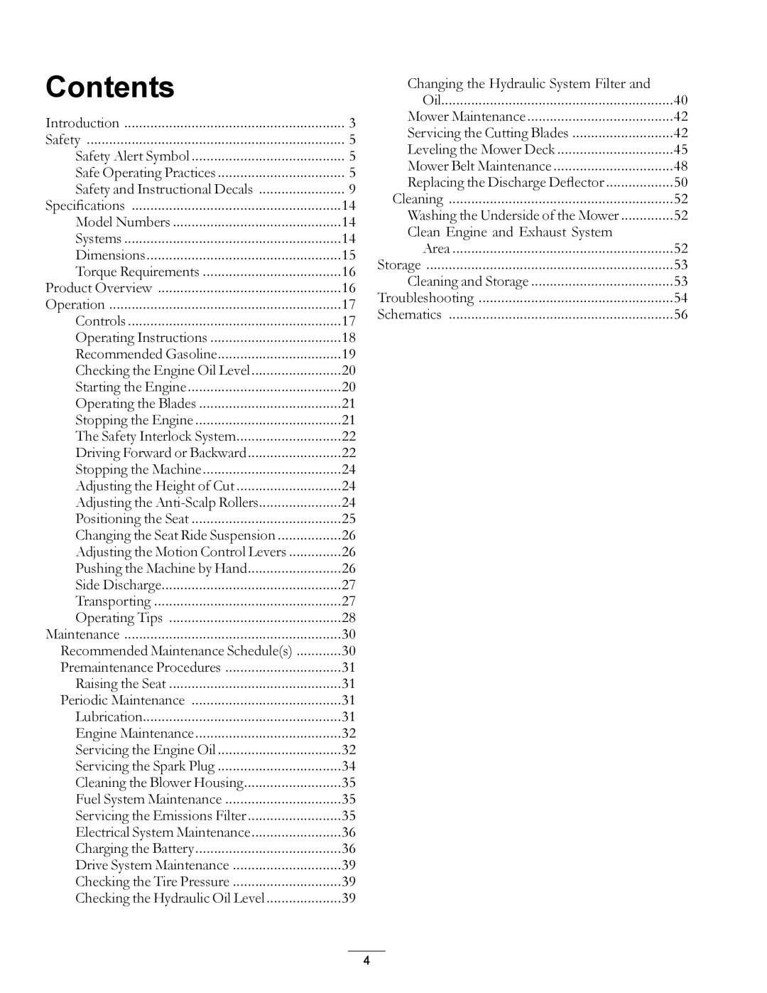 Exmark 4501-191 Rev.A manual Contents 