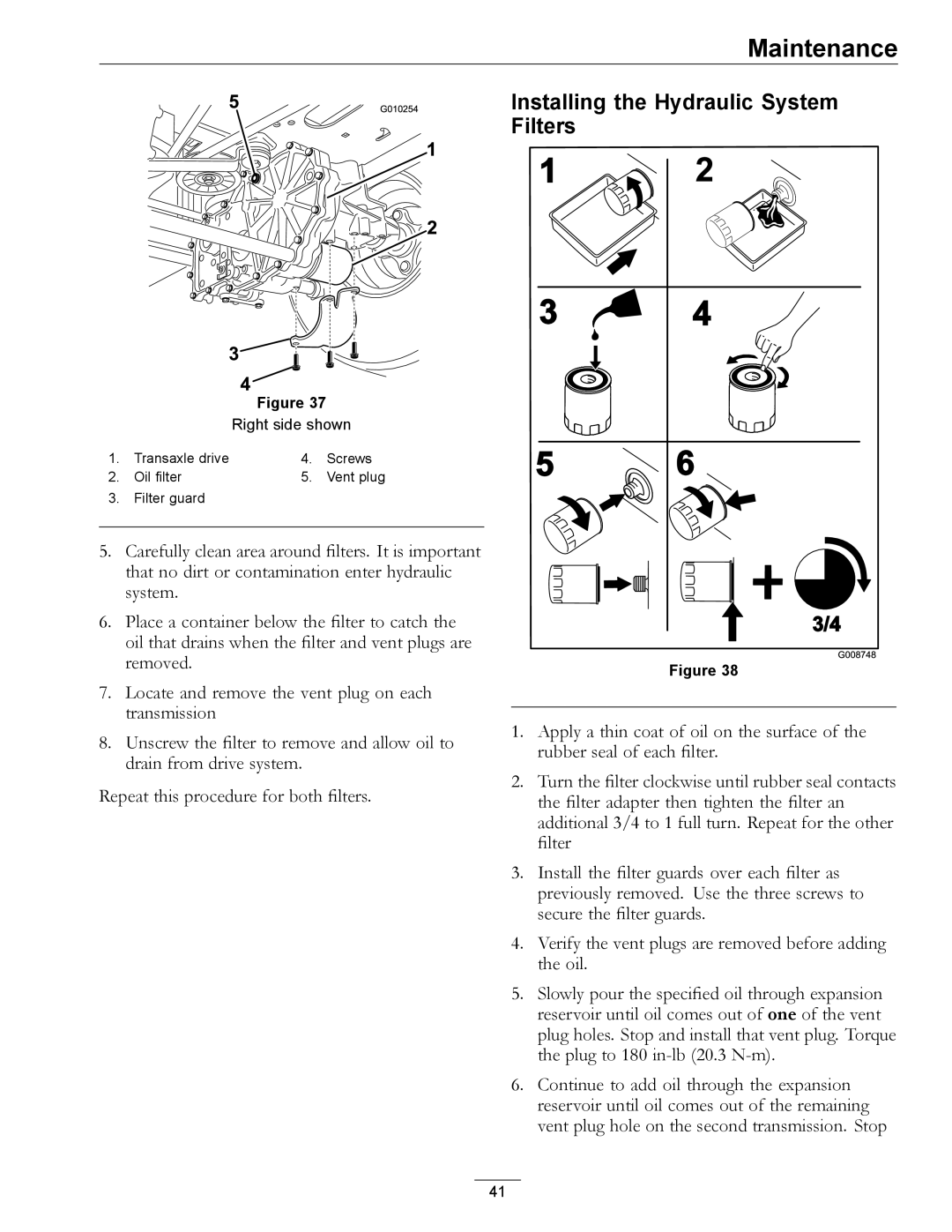 Exmark 4501-191 Rev.A manual Installing the Hydraulic System Filters 