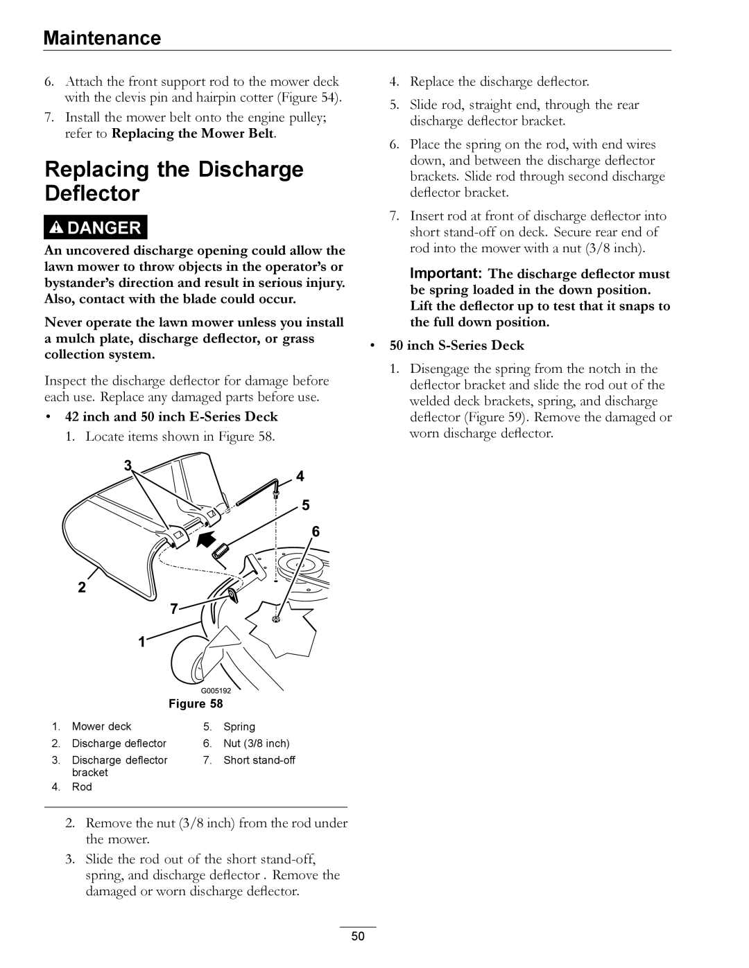 Exmark 4501-191 Rev.A manual Replacing the Discharge, Deflector 