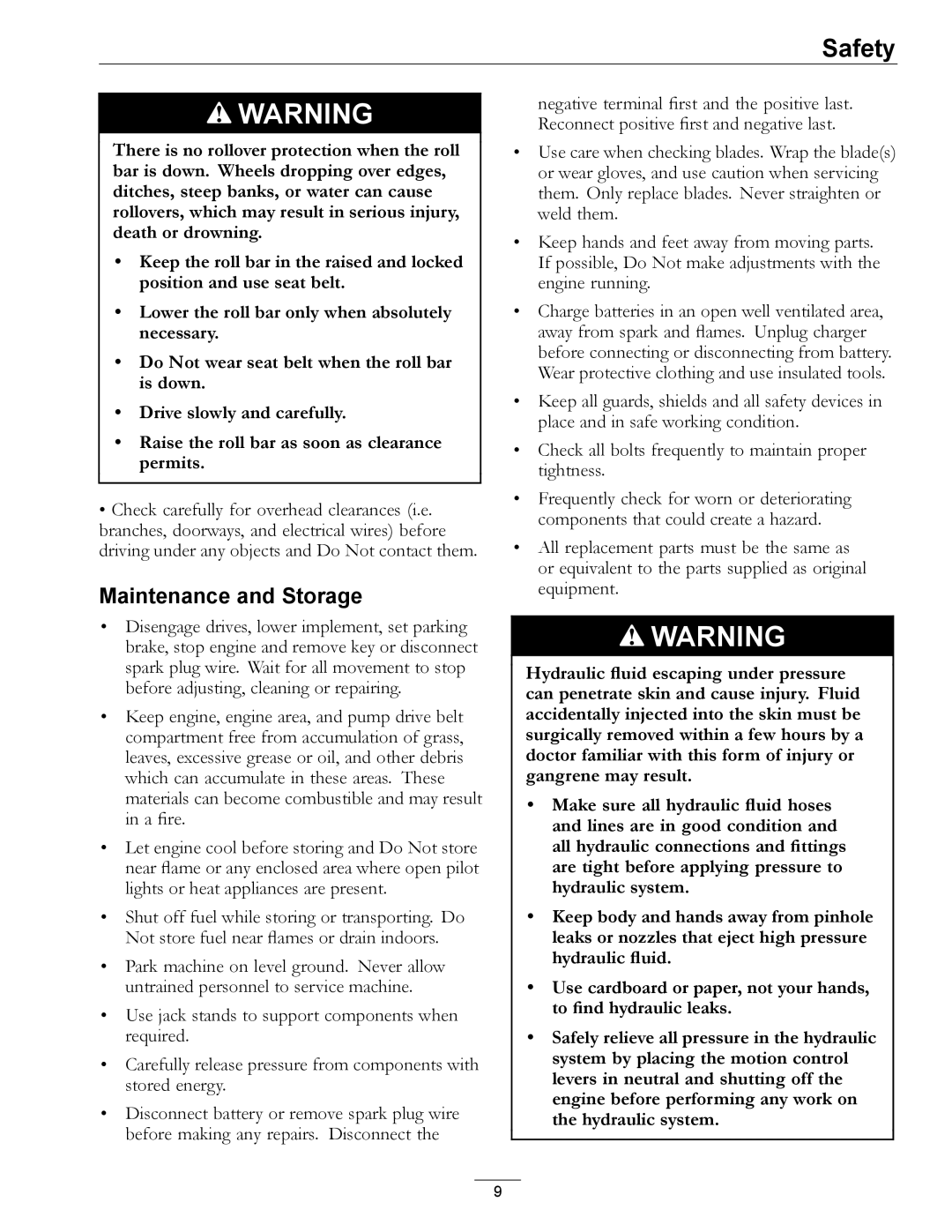 Exmark 720000 & Higher manual Maintenance and Storage 