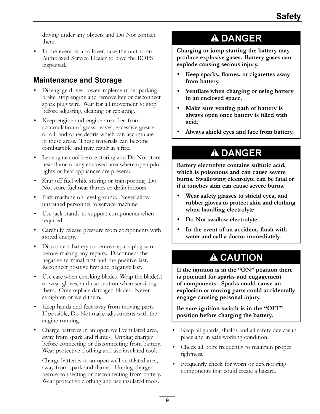 Exmark 850 manual Maintenance and Storage 