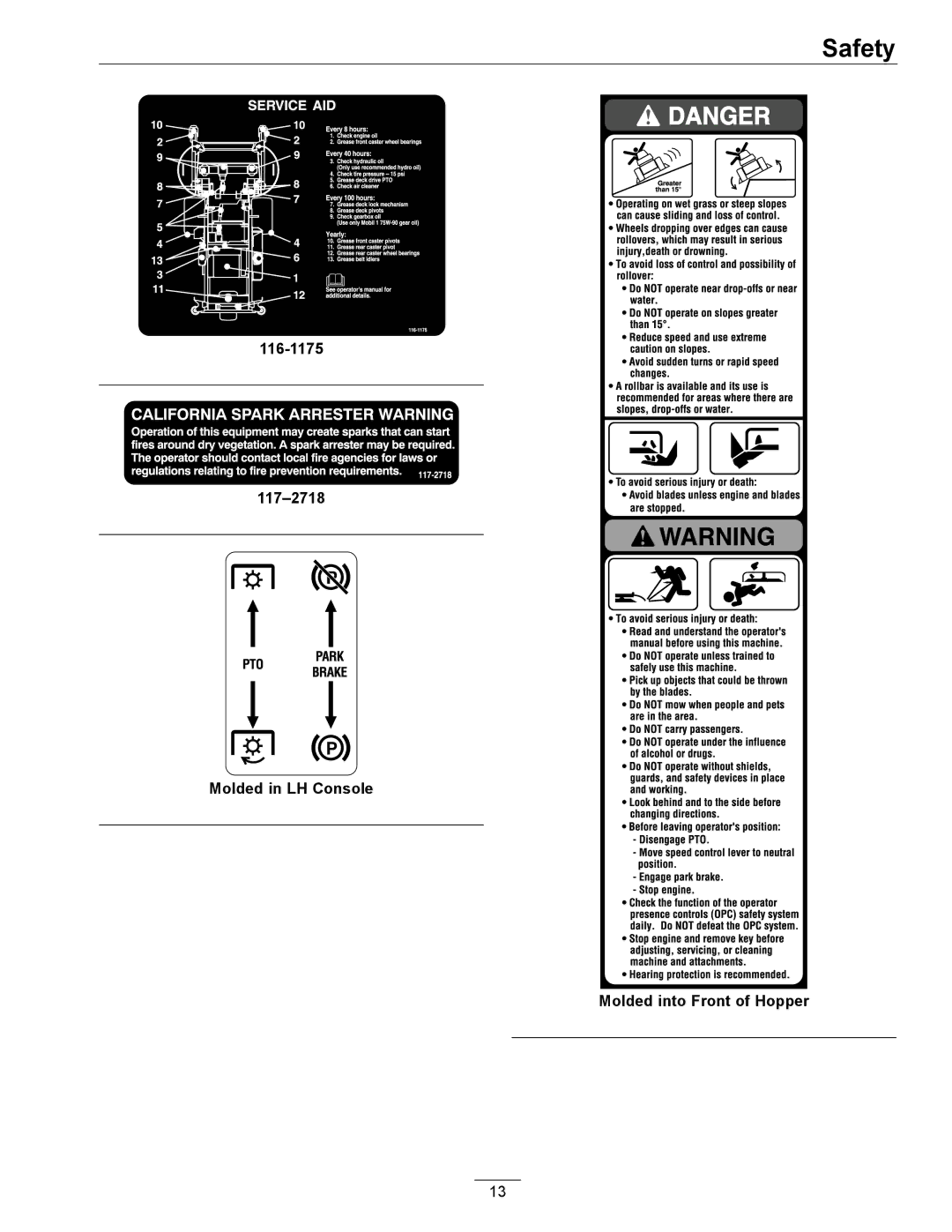 Exmark 850 manual Safety 