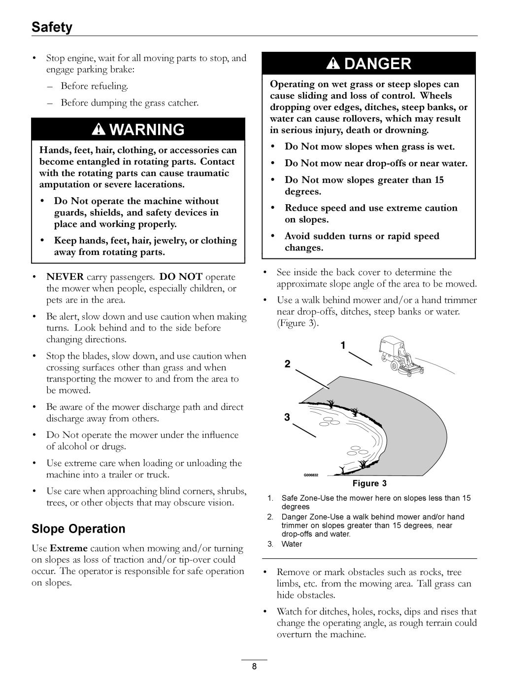 Exmark 850 manual Slope Operation 