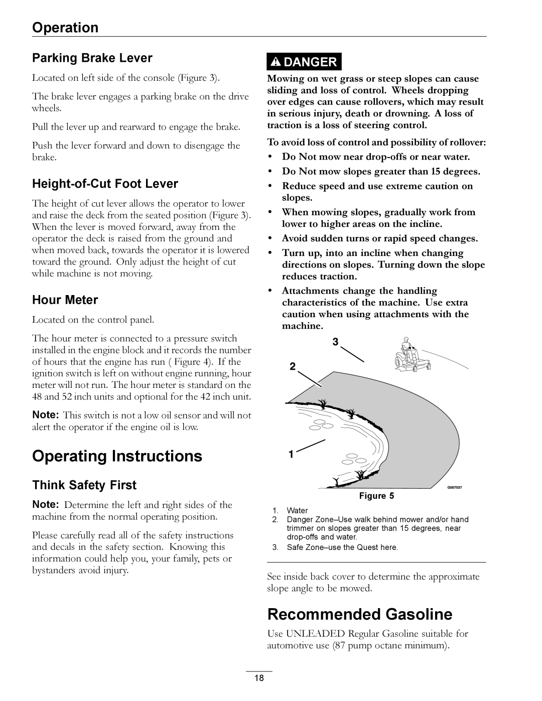 Exmark 850000 AND HIGHER manual Operating Instructions, Recommended Gasoline 