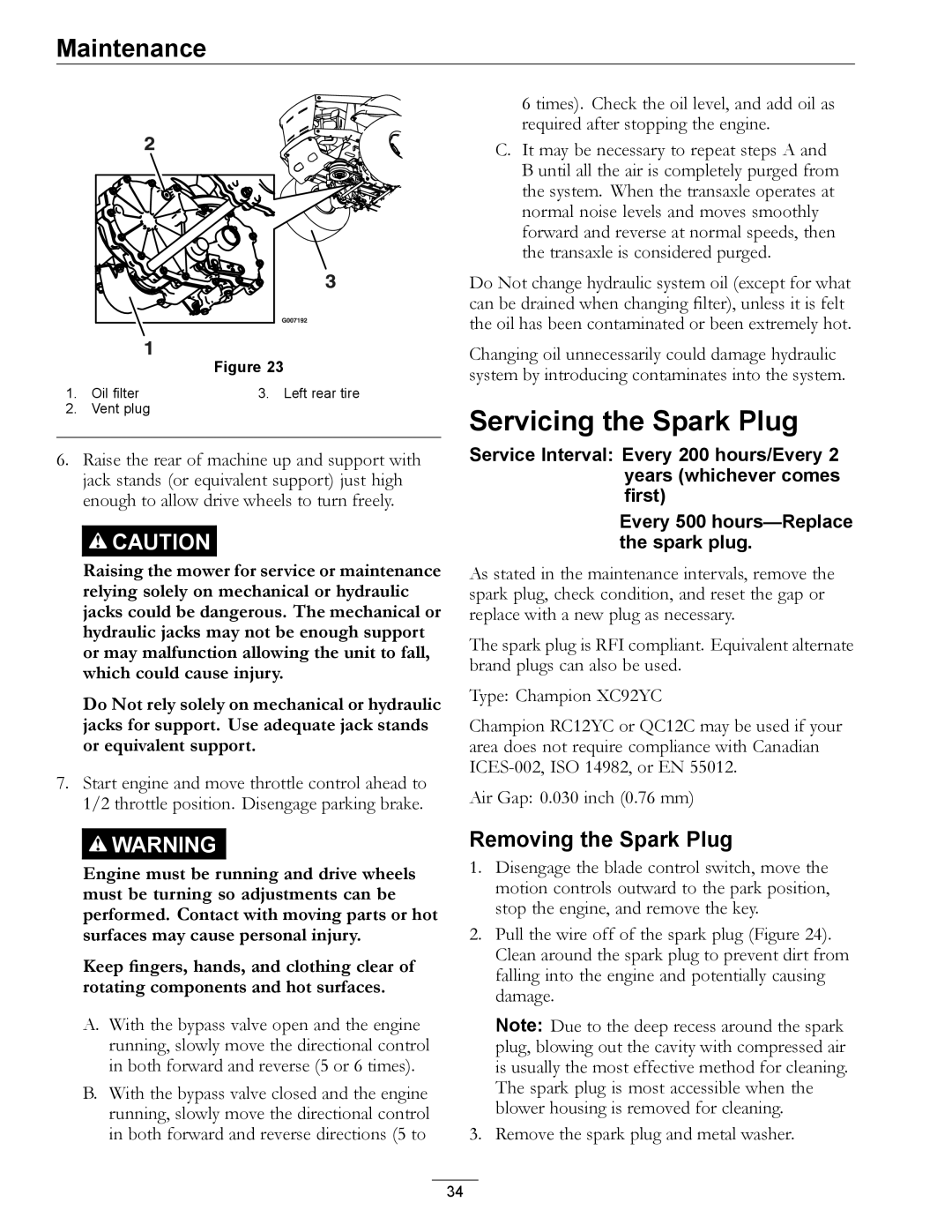 Exmark 850000 AND HIGHER manual Servicing the Spark Plug, Removing the Spark Plug 