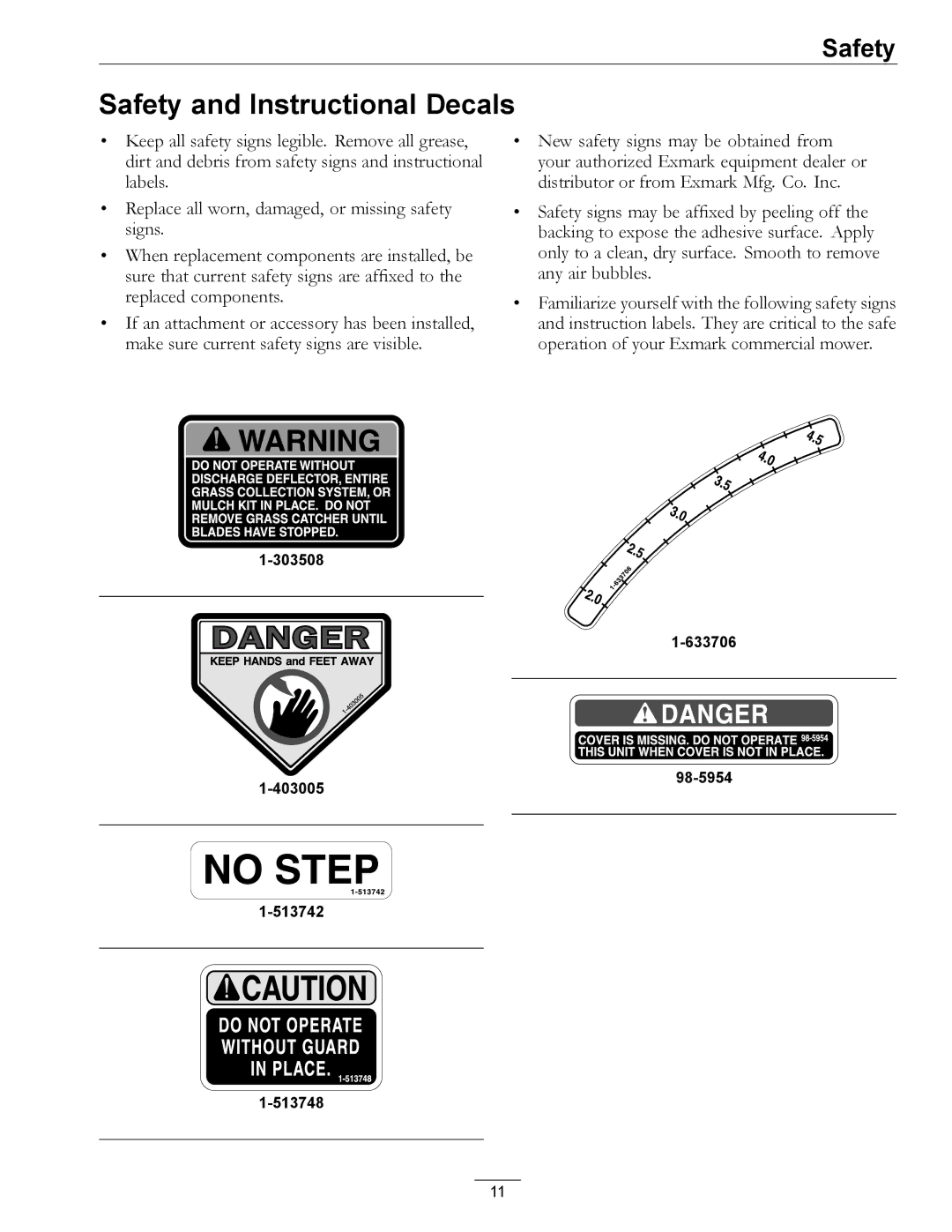 Exmark 920 manual Safety and Instructional Decals 