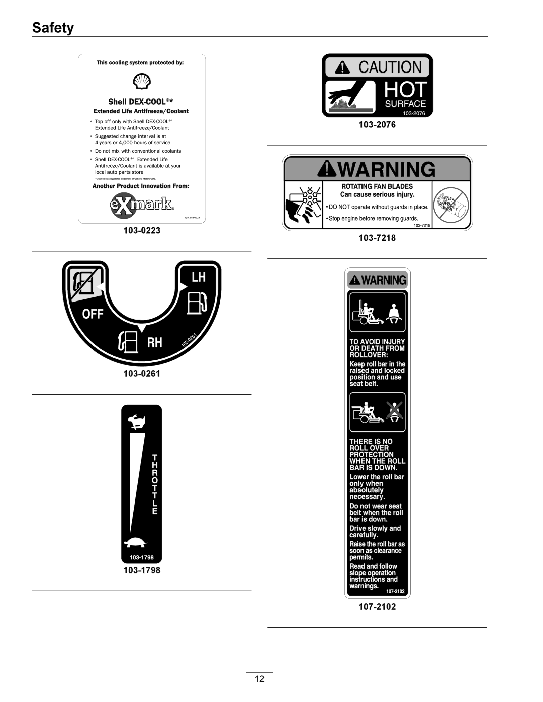 Exmark 920 manual 103-0223 103-0261 103-1798 103-2076 103-7218 107-2102 