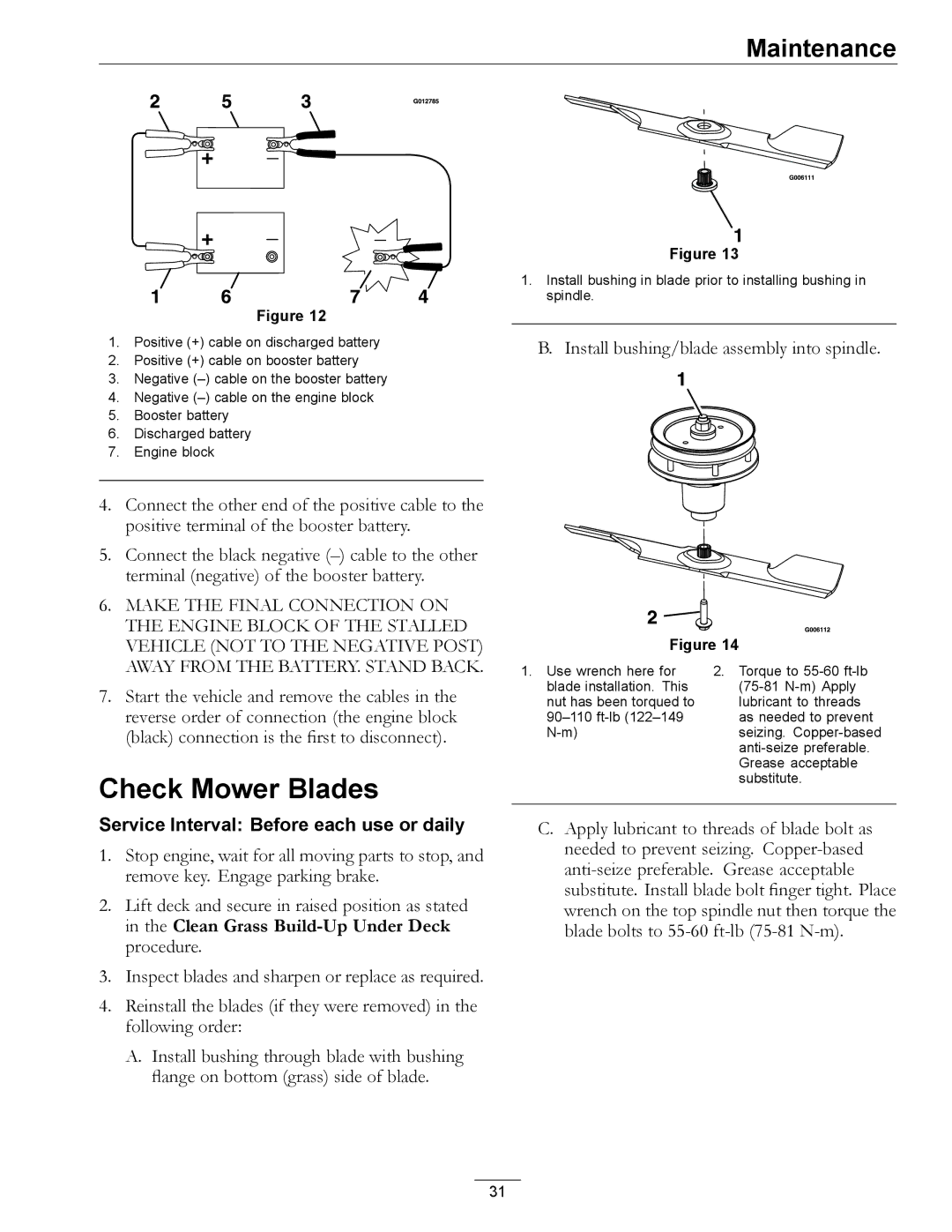 Exmark 920 manual Check Mower Blades, Engine Block of the Stalled 