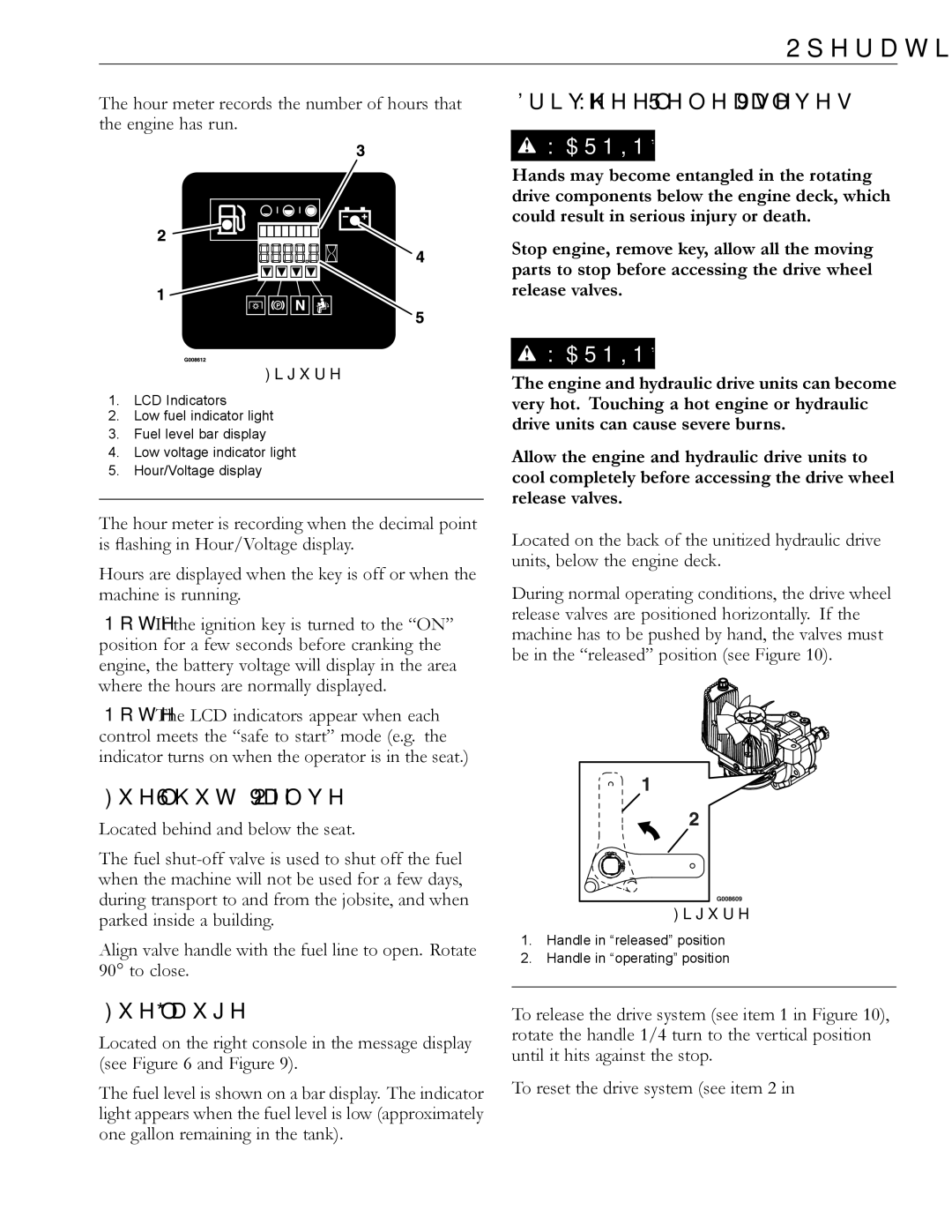 Exmark 920 manual Fuel Shut-Off Valve, Fuel Gauge, Drive Wheel Release Valves 