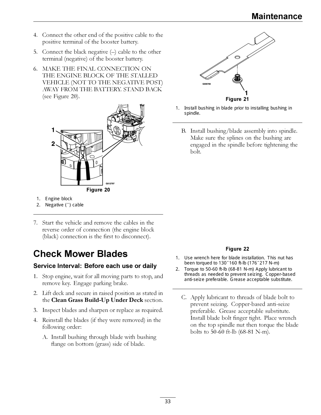 Exmark 920 manual Check Mower Blades 