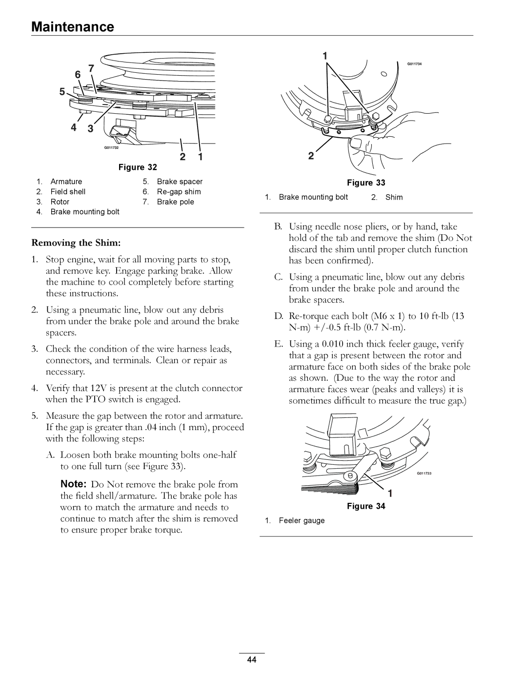 Exmark 920 manual Removing the Shim 