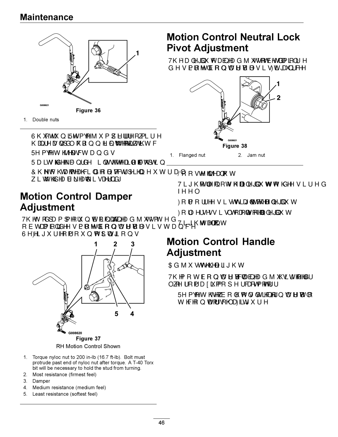 Exmark 920 manual Motion Control Damper Adjustment, Motion Control Neutral Lock Pivot Adjustment 