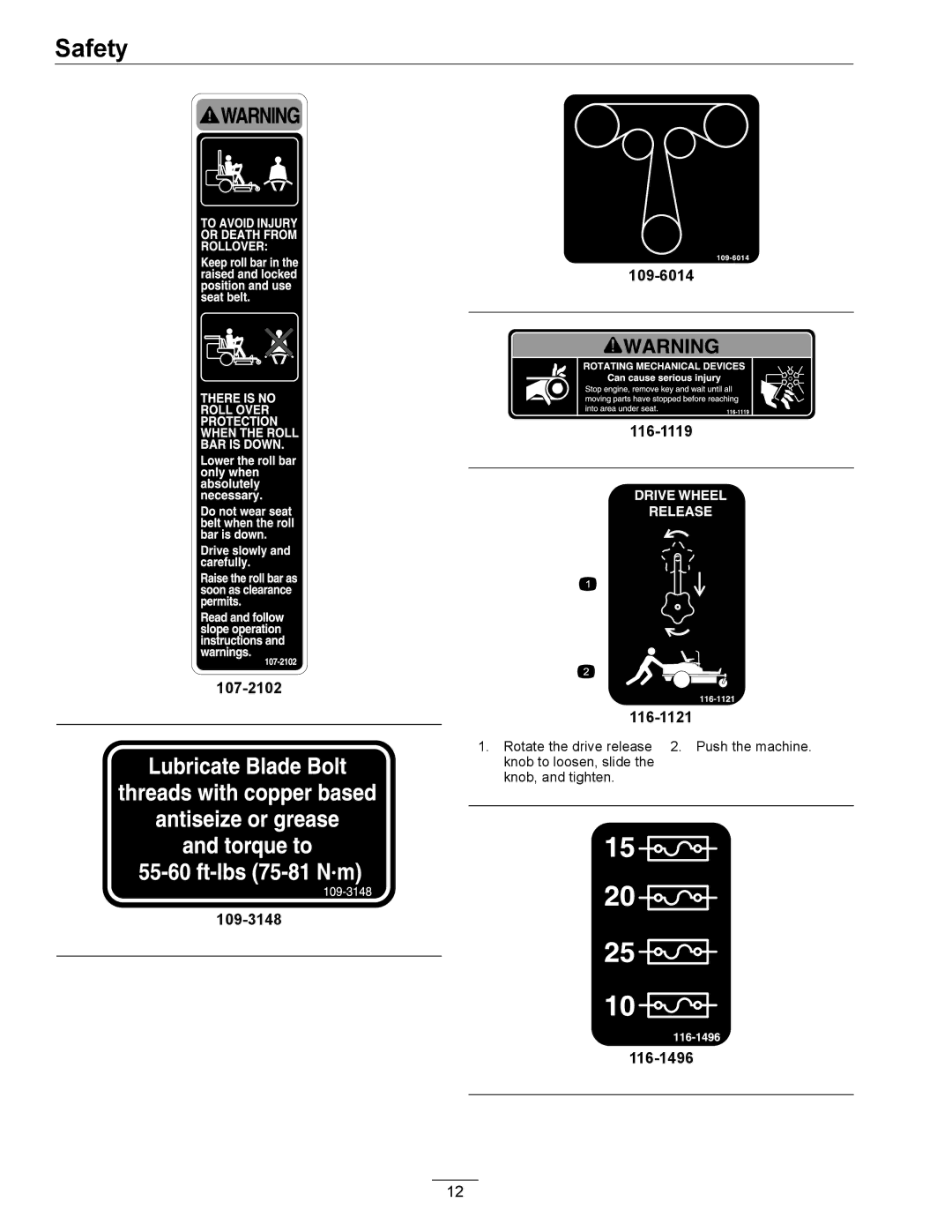 Exmark 920 manual 109-6014 116-1119 107-2102 116-1121 