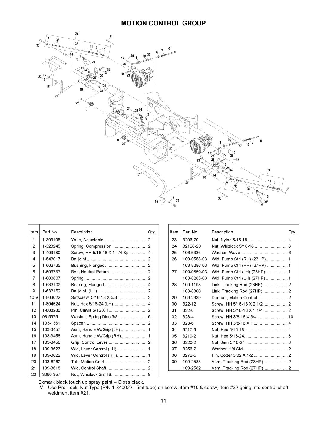 Exmark Air-Cooled manual Motion Control Group 