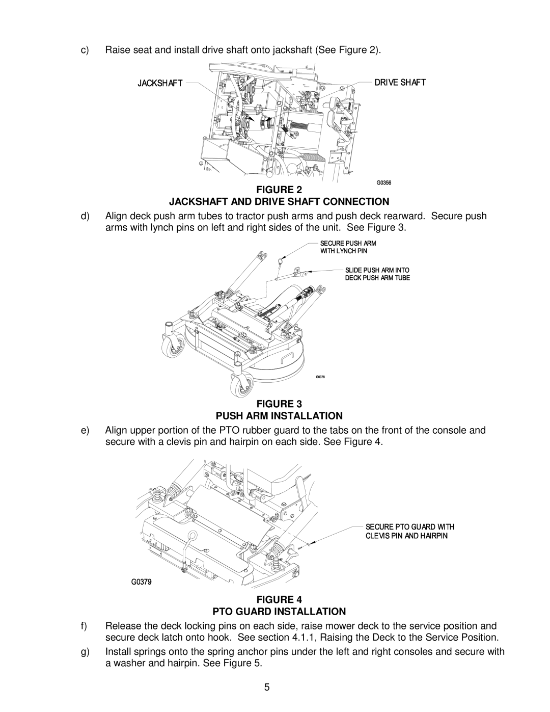 Exmark Cd42cd, Cd48cd, CD42CD manual Jackshaft and Drive Shaft Connection, Push ARM Installation, PTO Guard Installation 