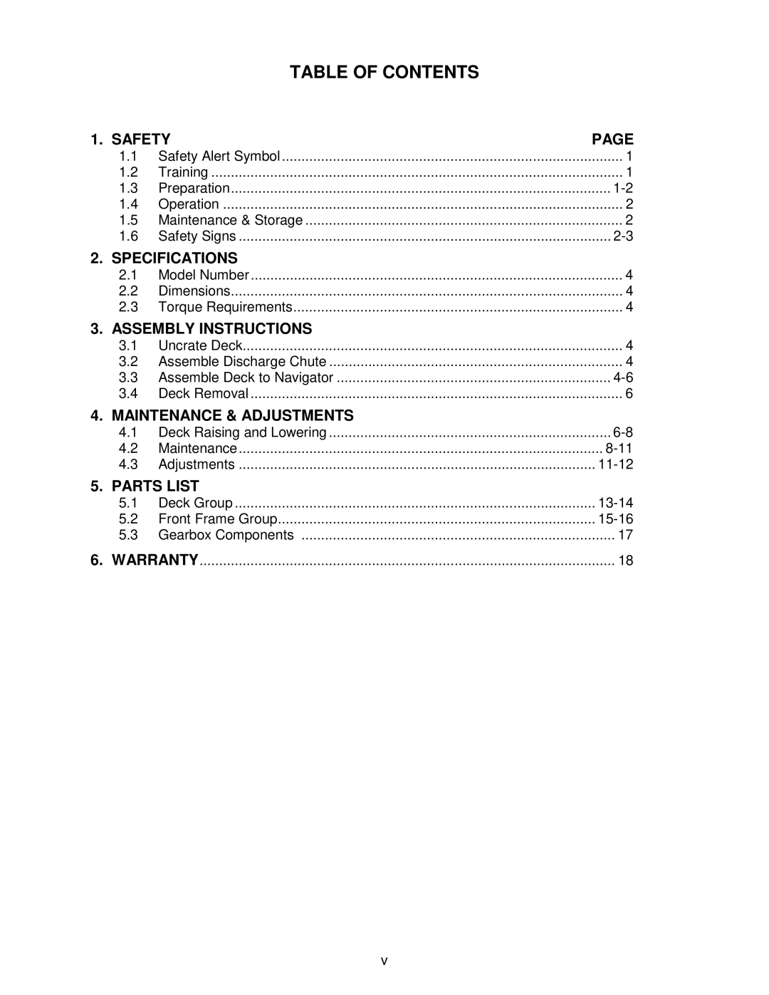 Exmark CD42CD, Cd42cd, Cd48cd manual Table of Contents 