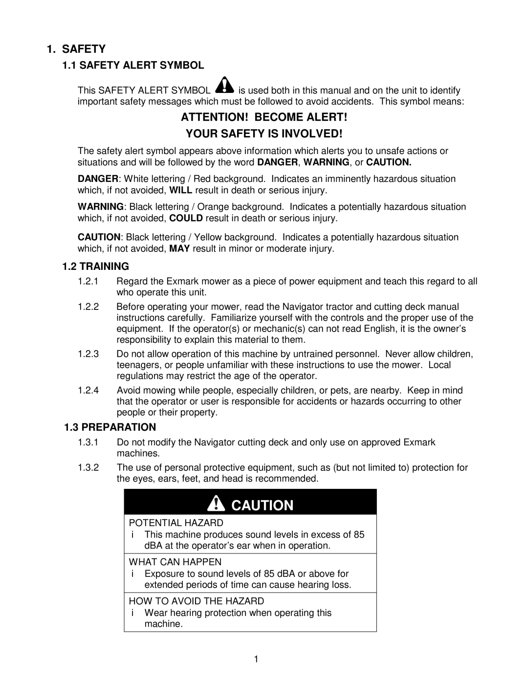 Exmark Cd42cd, Cd48cd, CD42CD manual Your Safety is Involved, Safety Alert Symbol, Training, Preparation 