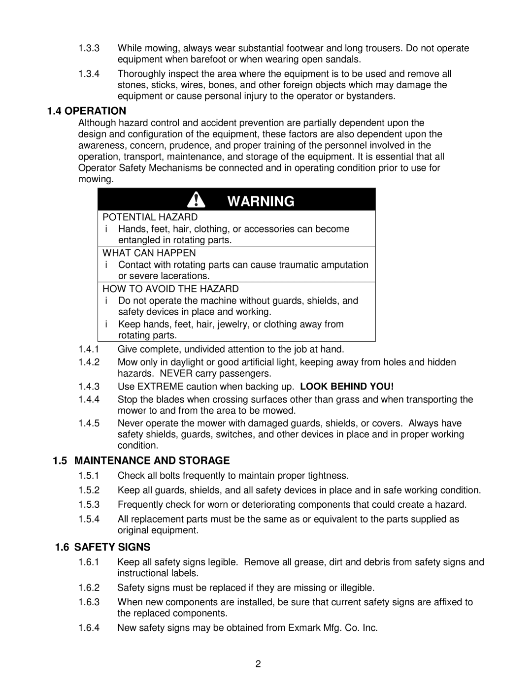 Exmark CD42CD, Cd42cd, Cd48cd manual Operation, Maintenance and Storage, Safety Signs 