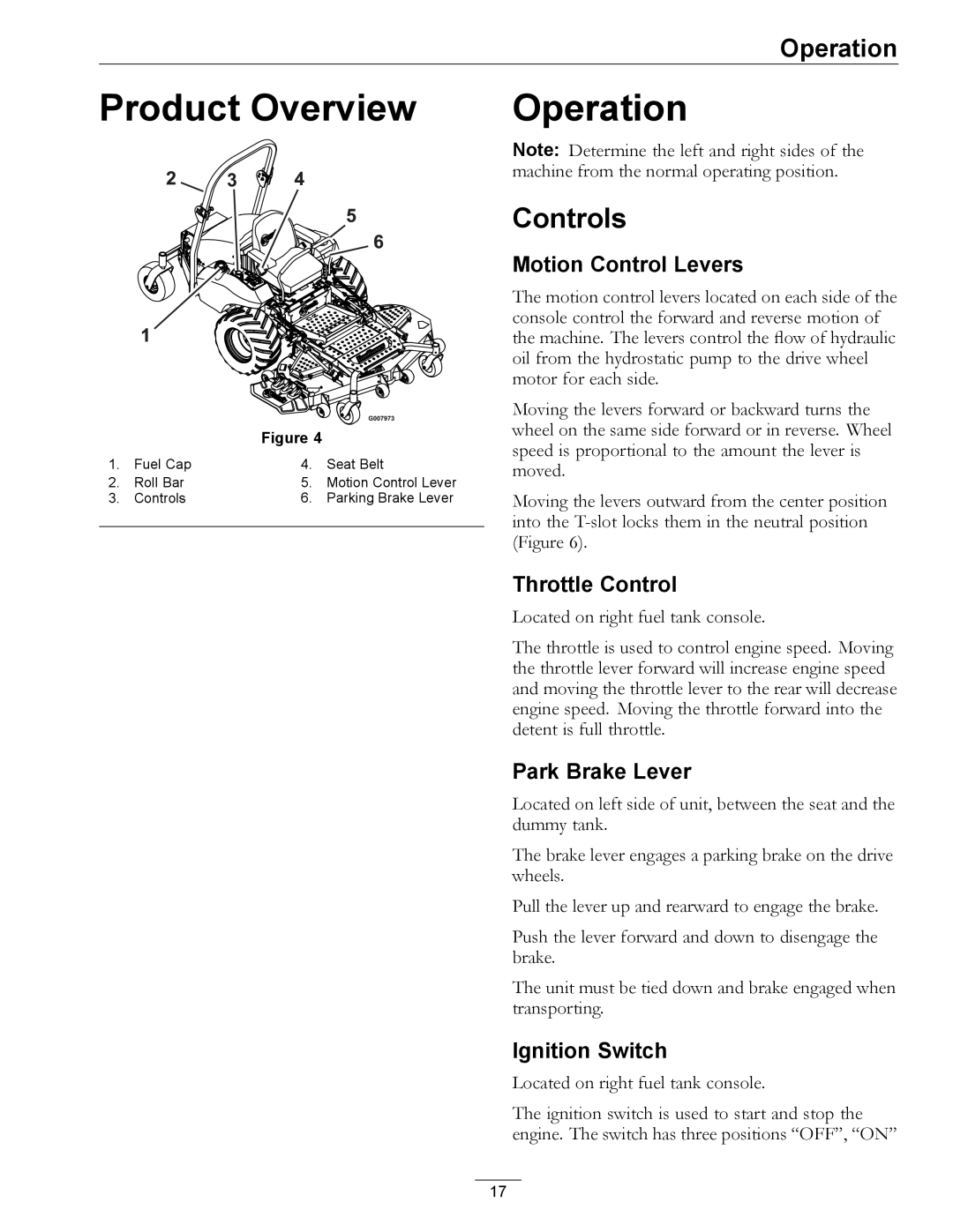 Exmark Diesel manual Product Overview, Operation, Controls 