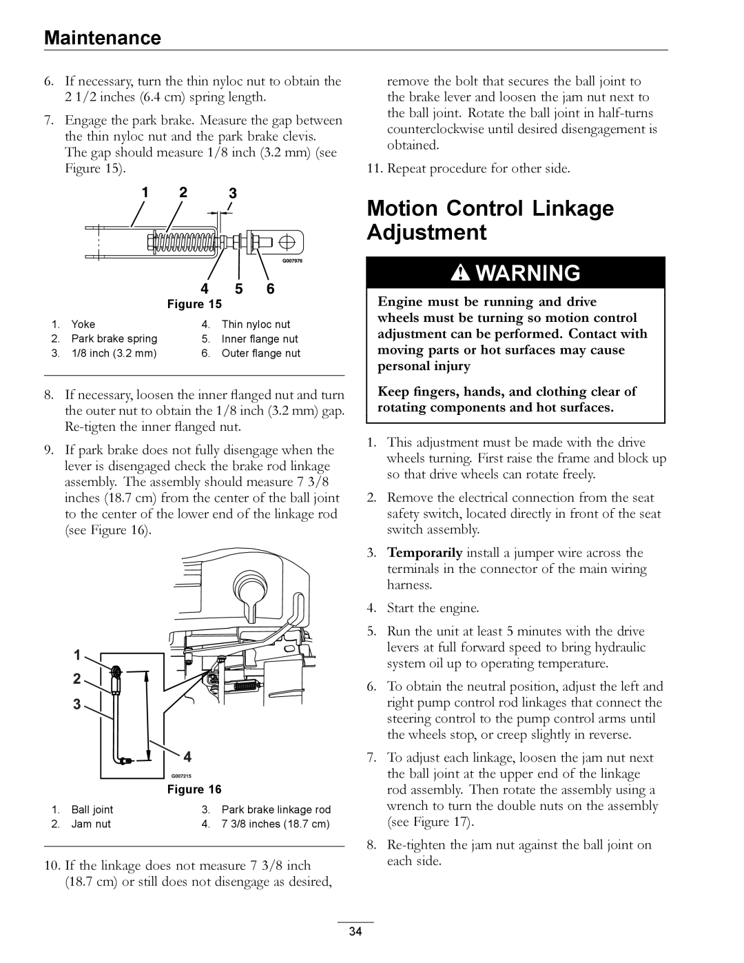 Exmark Diesel manual Motion Control Linkage Adjustment 