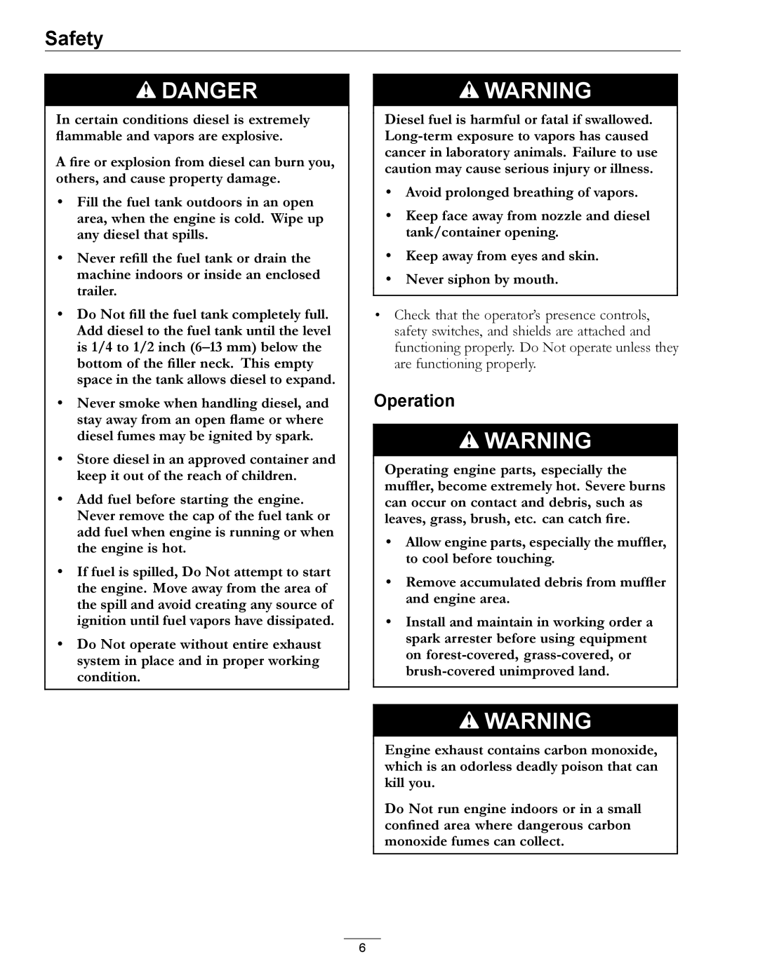 Exmark Diesel manual Operation 