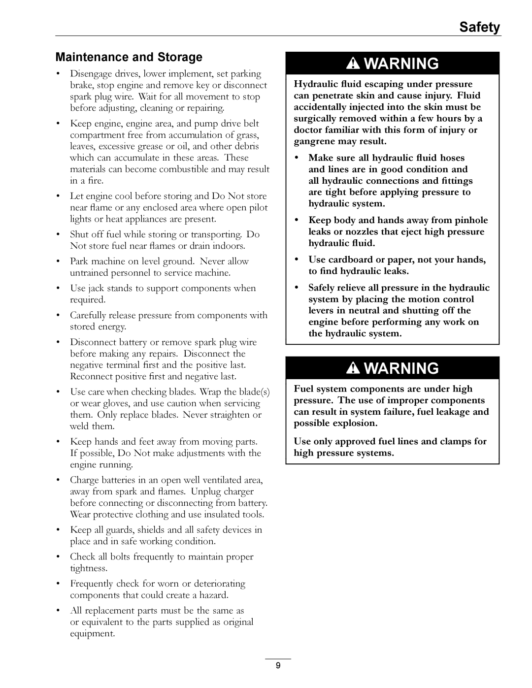 Exmark Diesel manual Maintenance and Storage 