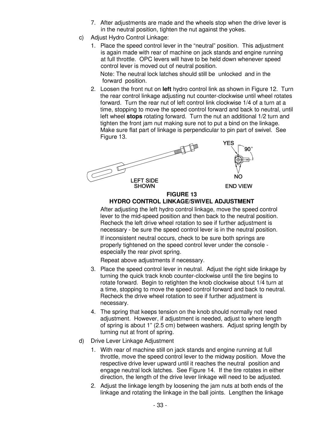 Exmark FMD524 manual Hydro Control LINKAGE/SWIVEL Adjustment 