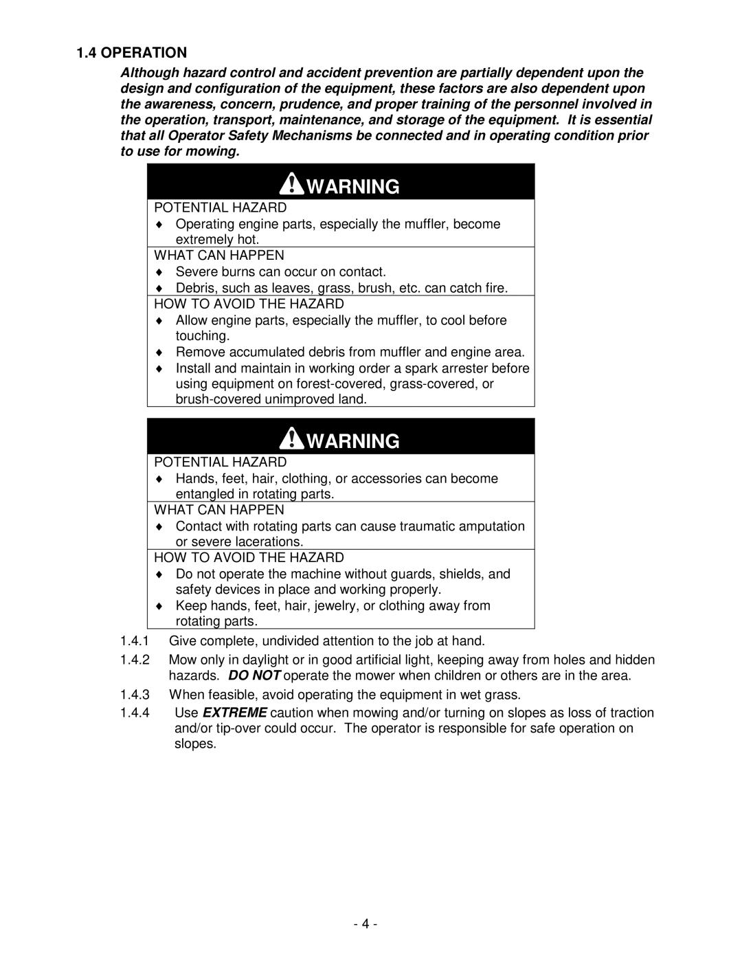 Exmark FMD524 manual Operation 